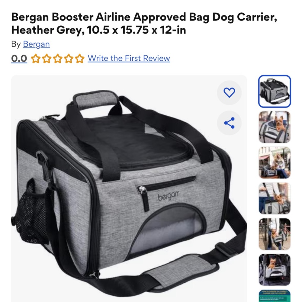 Booster Airline Approved Dog Carrier - Gray